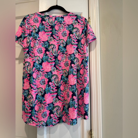 Lilly Pulitzer NWT Etta Scoop Neck Oyster Bay Navy Shroom With A View Size Large - Picture 2 of 4